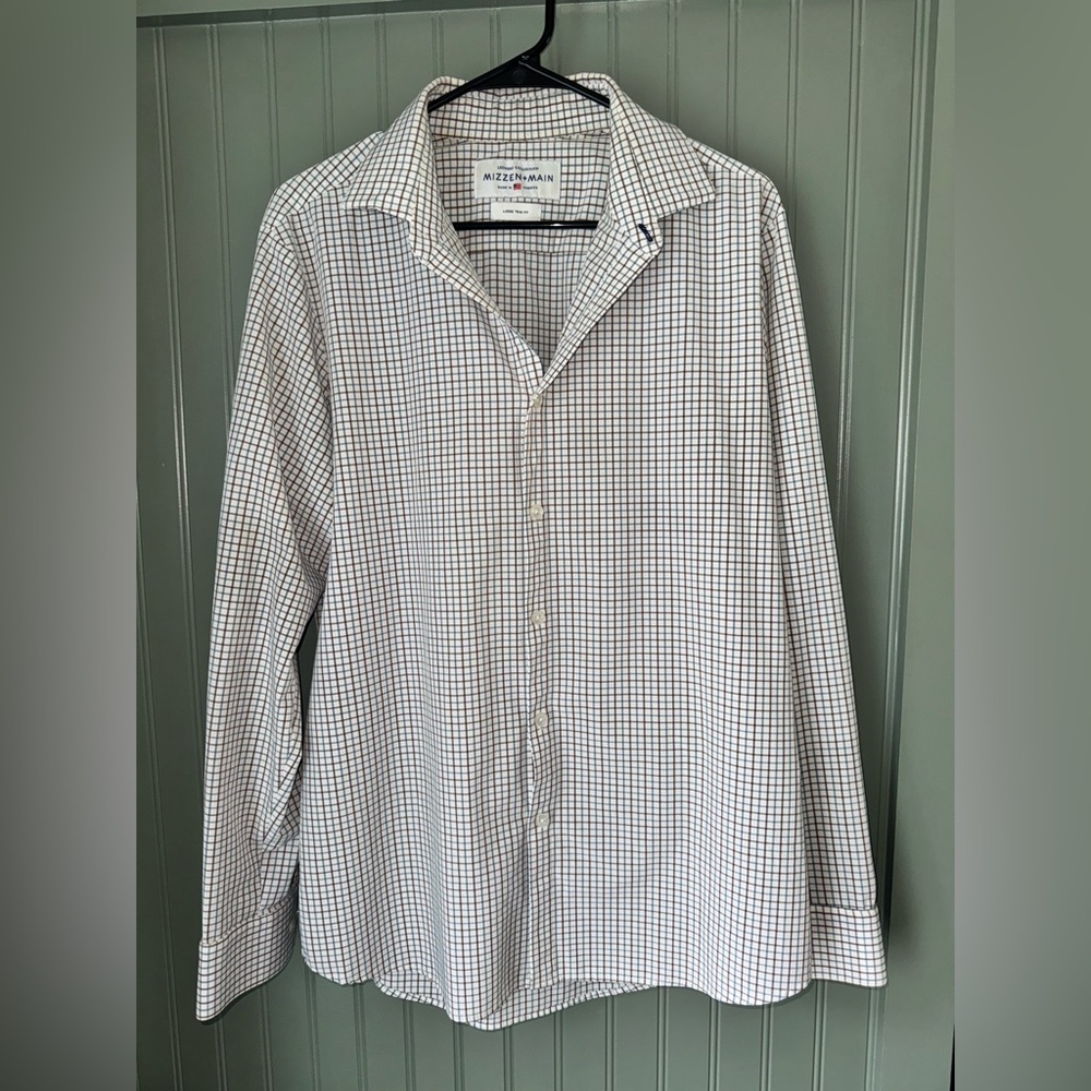 Mizzen+Main Men's Grid Pattern Shirt - White and Black